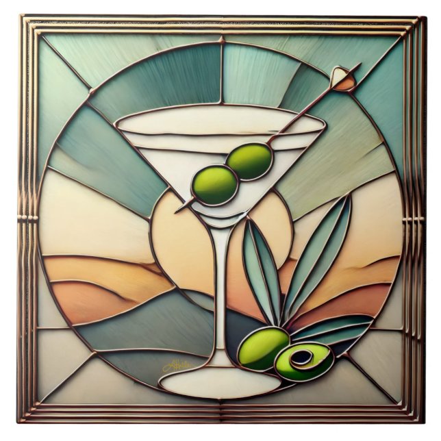Azulejo Glass de Mediano Siglo 2 Olive Martini (Frente)