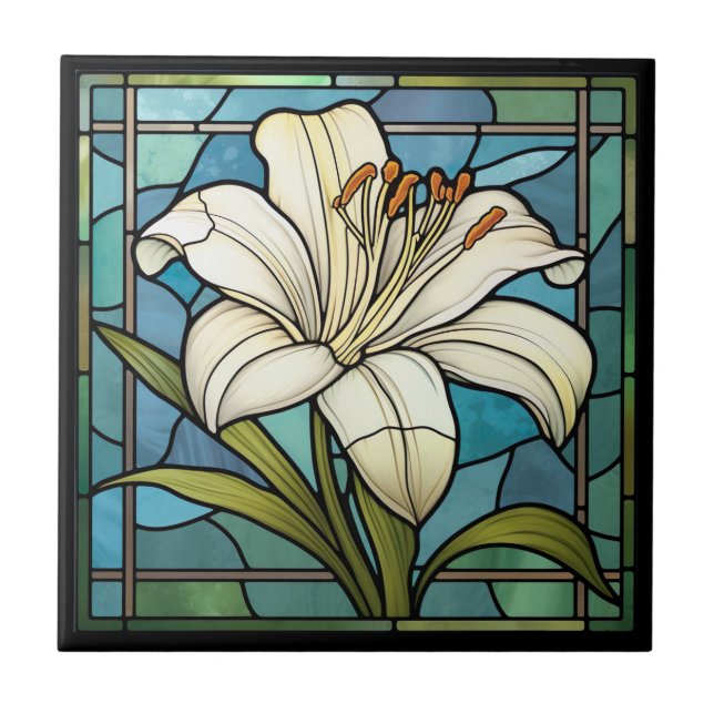 Azulejo Glass White Lily Staines (Frente)