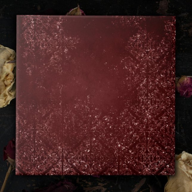 Azulejo Glimmery Henna Grunge | Damasco de Glam Rojo de Sa (Subido por el creador)