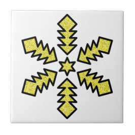 Azulejo Glitter Snowflake - Yellow Star