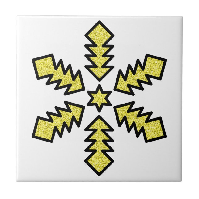 Azulejo Glitter Snowflake - Yellow Star (Frente)