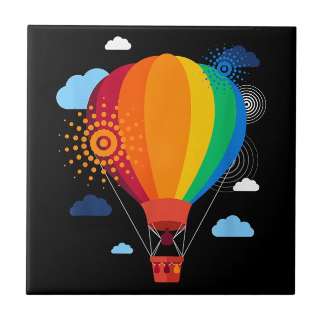 Azulejo Globo de aire caliente camiseta camiseta con globo (Frente)