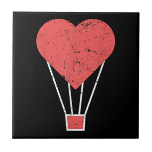 Azulejo Globo de aire caliente Heart Cute