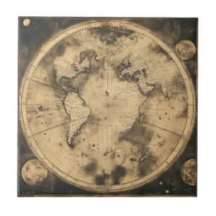 Azulejo Globo del Mapa Mundial de Vintage Rústico (5)