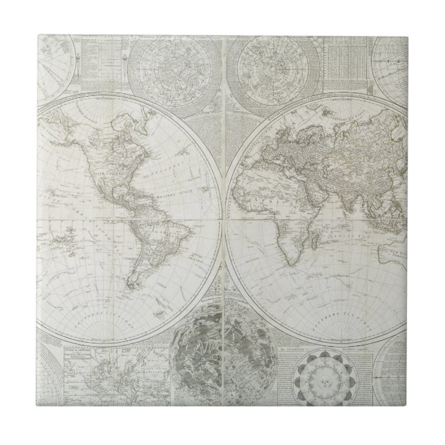 Azulejo Globo terráqueo de Samuel Dunn el | 1787 (Frente)