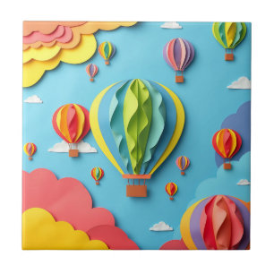 Azulejo Globos Aerostáticos Coloridos Patrón de Cielo