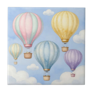 Azulejo Globos aerostáticos pastel cielo
