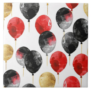 Azulejo Globos de Fiesta Black Red Gold
