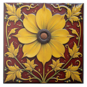 Azulejo Gloria dorada sobre Crimson