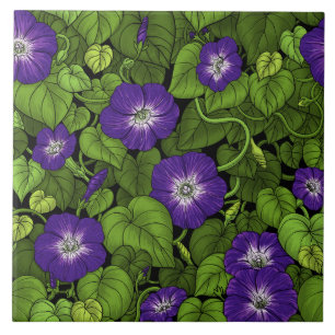 Azulejo Gloria matutina en morado y verde