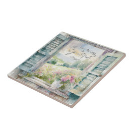 Azulejo Glorioso acuarela floral ventana