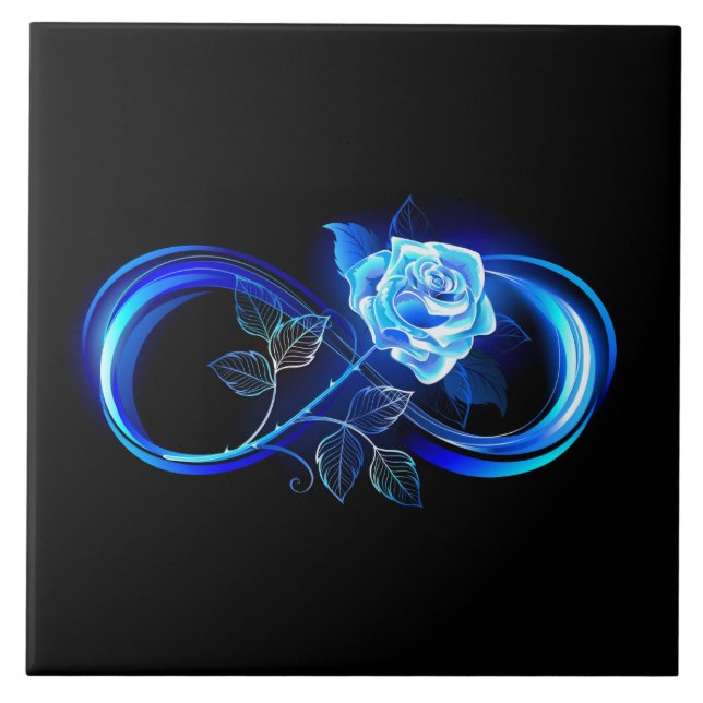 Azulejo Glowing infinity with blue rose (Frente)