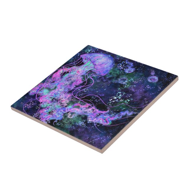 Azulejo Glowing Jellyfish Ceramic Tile - Painting (Lado)