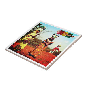 Azulejo GN007 GUINEA, mujeres del combustible, África,