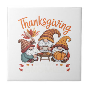 Azulejo Gnome de Acción de Gracias Otoño Leopardo Pavo T E