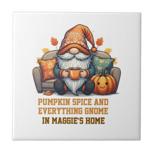 Azulejo Gnome en casa acogedor - diseño de calabaza