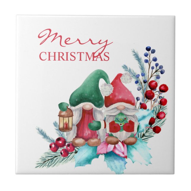 Azulejo Gnomes de acuarela cúta (Frente)