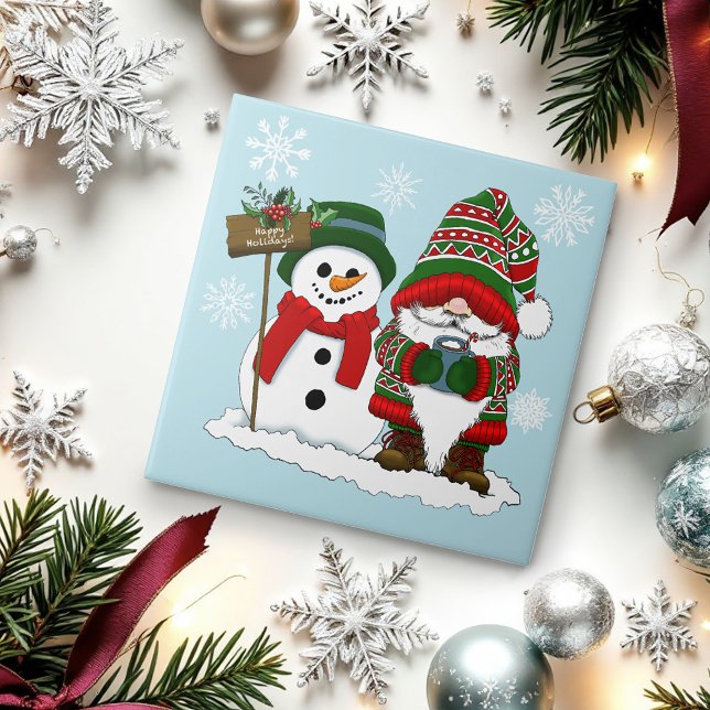 Azulejo Gnomo de Navidad Acogedor Muñeco de Nieve Fiesta d (Subido por el creador)