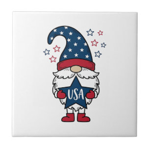 Azulejo Gnomo Patriótico USA Estrella Vector Diseño de Cam