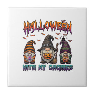 Azulejo Gnomos de Halloween Tres Gnomos Sombrero de Bruja