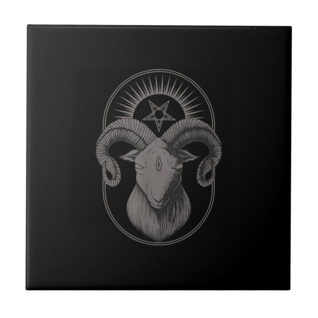Azulejo Goat Devil Pentagram Baphomet Satan Occult Satanic (Frente)