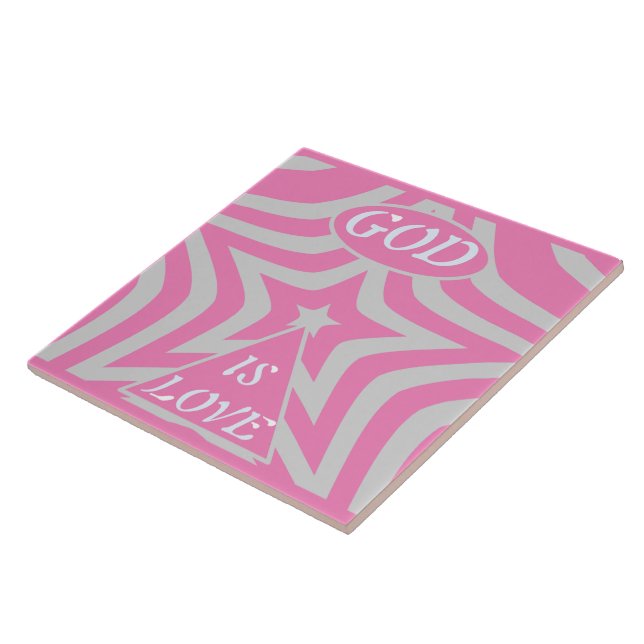 Azulejo "God Is Love" Pastel Pink & Gray Star Nursery Art  (Lado)