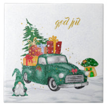 God Jul Sueco Gnomes Ceramic Tile