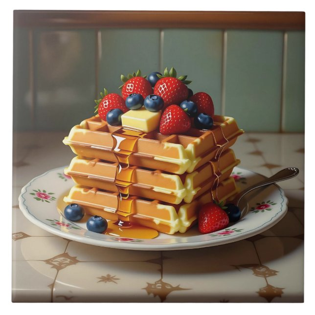 Azulejo Gofres con Fresas y Arándanos (Frente)