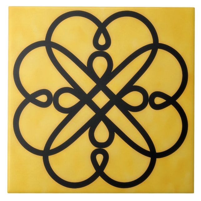 Azulejo Gold and Black Celtic Style Symbol Tile (Frente)