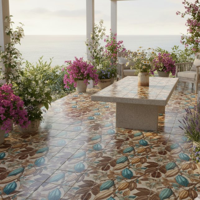 Azulejo Gold Brown Turquoise Cacao Pattern (Subido por el creador)