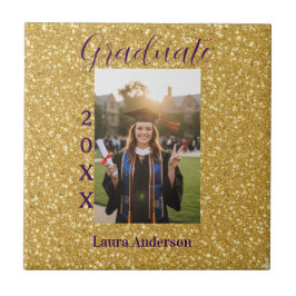 Azulejo Gold glitter photo graduation add name class text