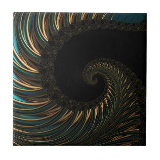 Azulejo golden artistic Spiral Spin, modern fractal art
