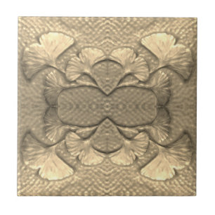 Azulejo Golden Ceramic Gingko Tile