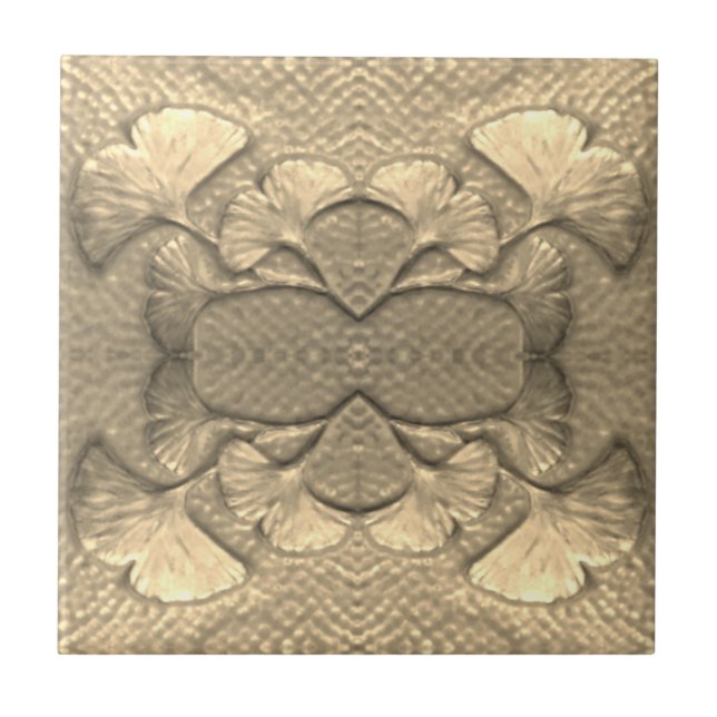 Azulejo Golden Ceramic Gingko Tile (Frente)