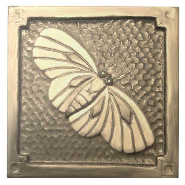 Azulejo Golden Ceramic Tile Craftsman Moth (Frente)