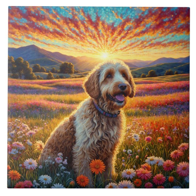 Azulejo Golden Doodle dog (Frente)