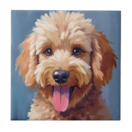 Azulejo Golden Doodle | Pintura de Acuarela de Perro Masco