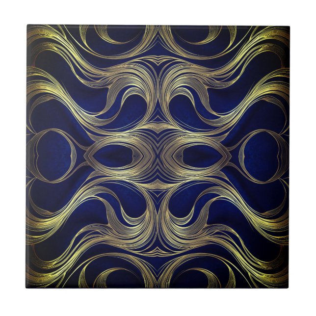 Azulejo Golden Flow on Deep Blue  (Frente)