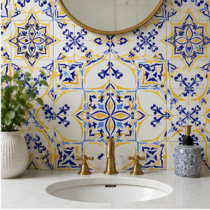 Azulejo Golden Harmony Blue Gold Mosaic Mediterranean