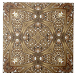 Azulejo Golden Ornate Ceramic Tile