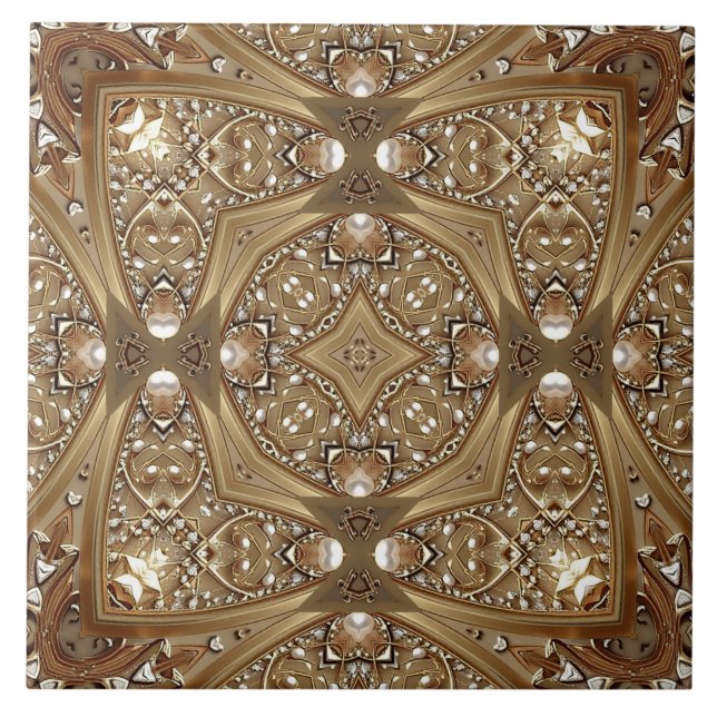 Azulejo Golden Ornate Ceramic Tile (Frente)