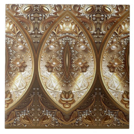 Azulejo Golden Ornate Ceramic Tile
