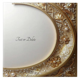 Azulejo Golden Ornate Frame Ceramic Tile