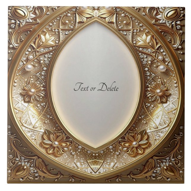 Azulejo Golden Ornate Frame Ceramic Tile (Frente)