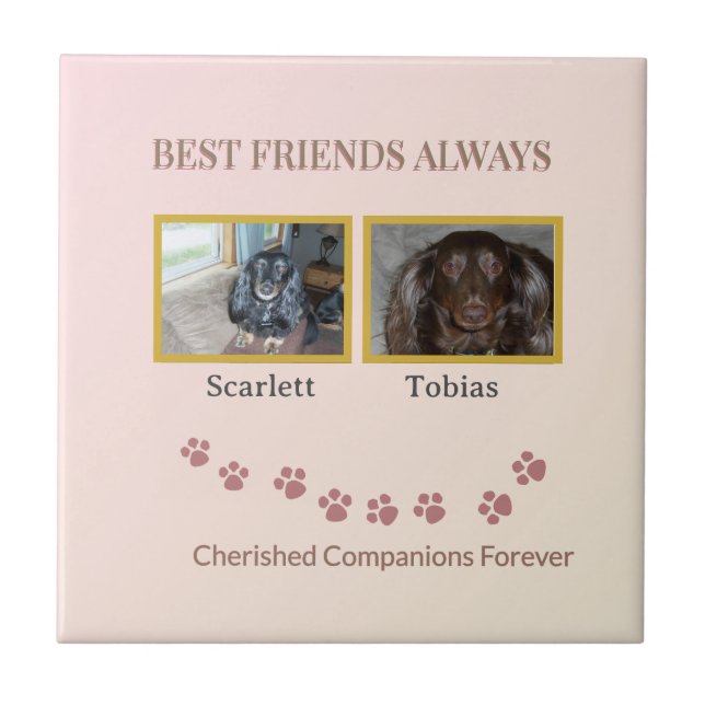 Azulejo Golden Pawprints Cherished Companions (Frente)
