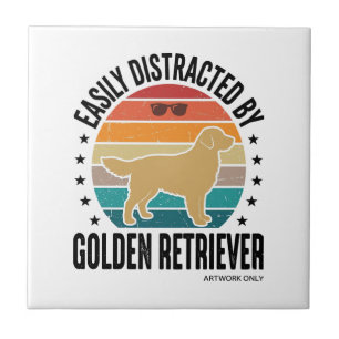 Azulejo Golden Retriever Fácilmente Distraído Perro Vintag