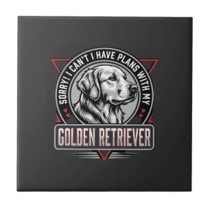 Azulejo Golden Retriever Planea Diseño de Insignia de Perr