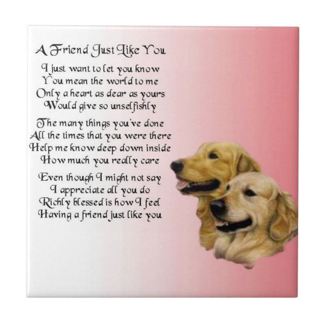 Azulejo Golden Retriever - Tile de poemas de amigo (Frente)