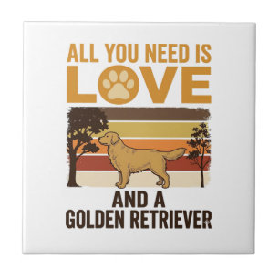 Azulejo Golden Retriever Todo lo que necesitas es amor Vin