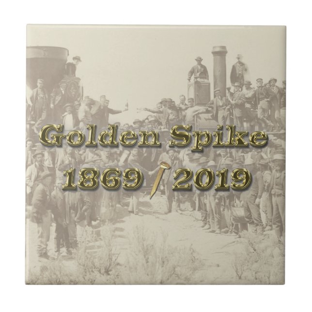 Azulejo Golden Spike Transcontinental Railroad Sesquincent (Frente)